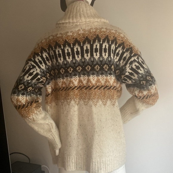 NWT Anthropologie Holiday Fairisle open Front Shawl Collar Cardigan Sz L NWT - Picture 14 of 16